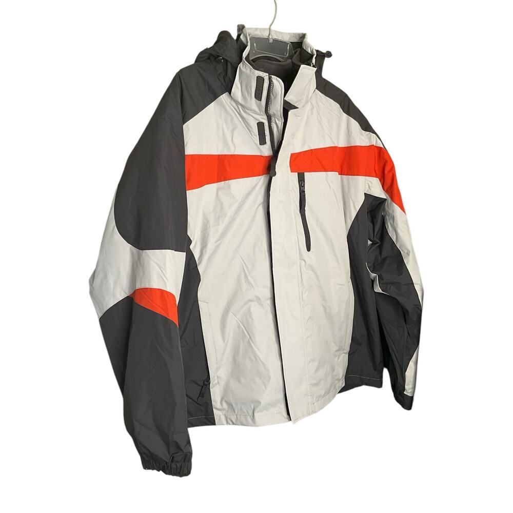 Lanesboro Sport Mens Hooded Winter Ski Jacket Full Zip Gray/Orange Size L New
